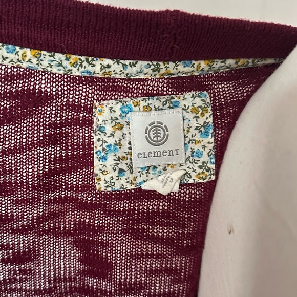 Element Burgundy Red Purple Cardigan Sweater Open Boho Knit High Low Long Sleeve - Picture 10 of 10